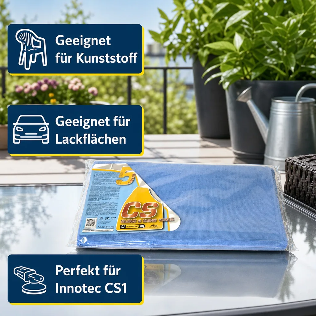 INNOTEC Clean and Shine Towels blau Poliertuch 5 Stck Packung