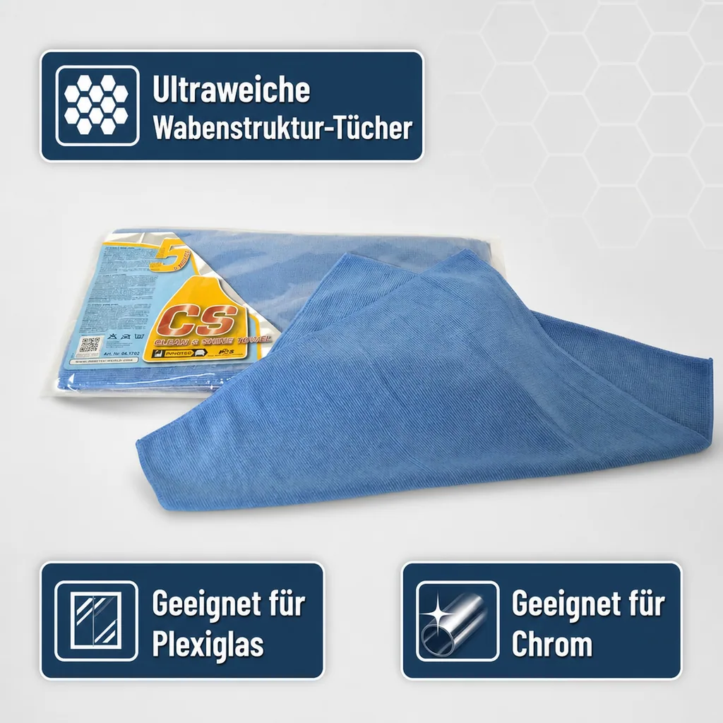 INNOTEC Clean and Shine Towels blau Poliertuch 5 Stck Packung