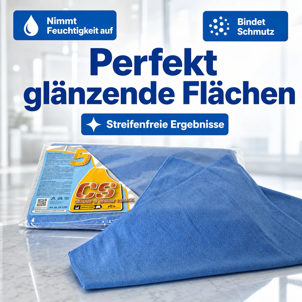 INNOTEC Clean and Shine Towels blau Poliertuch 5 Stck Packung