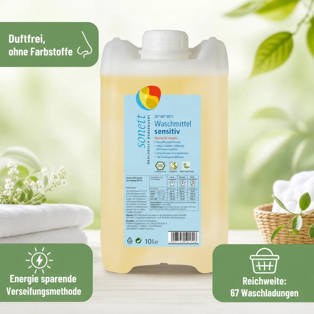 SONETT Waschmittel flüssig sensitiv 5 Liter ohne Duft- und Farbstoffe