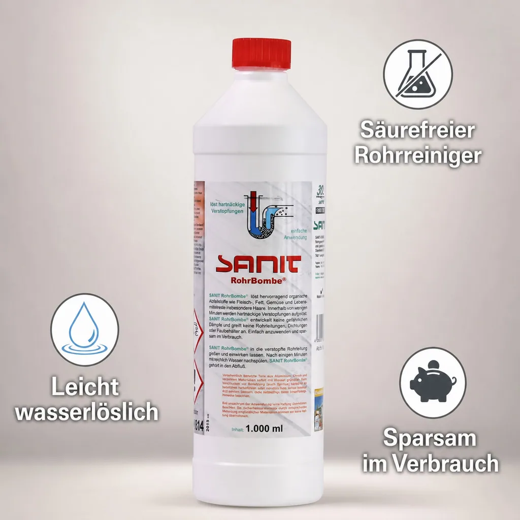 SANIT Rohrbombe flüssig 1 Liter Rohrreiniger