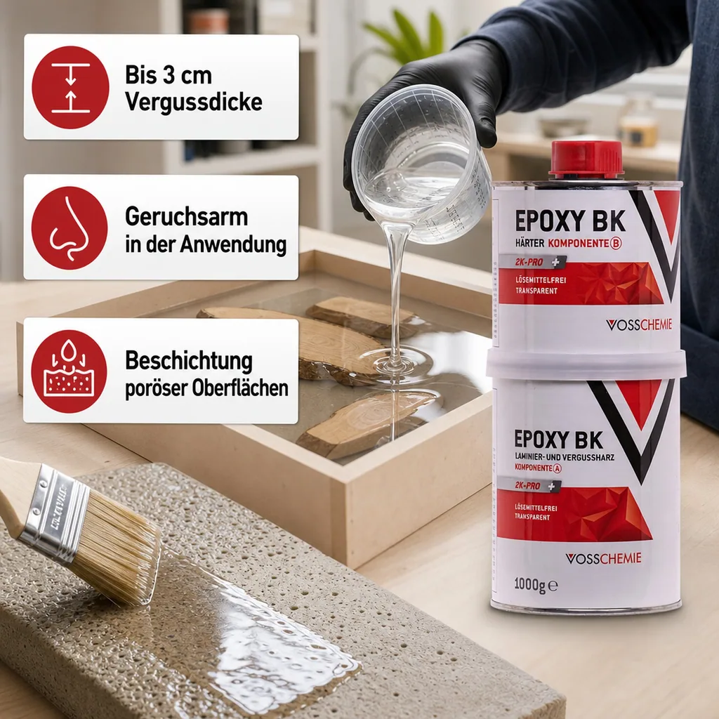 VOSSCHEMIE Epoxy BK 2K-Pro+ 1000 g transparent lösemittelfrei