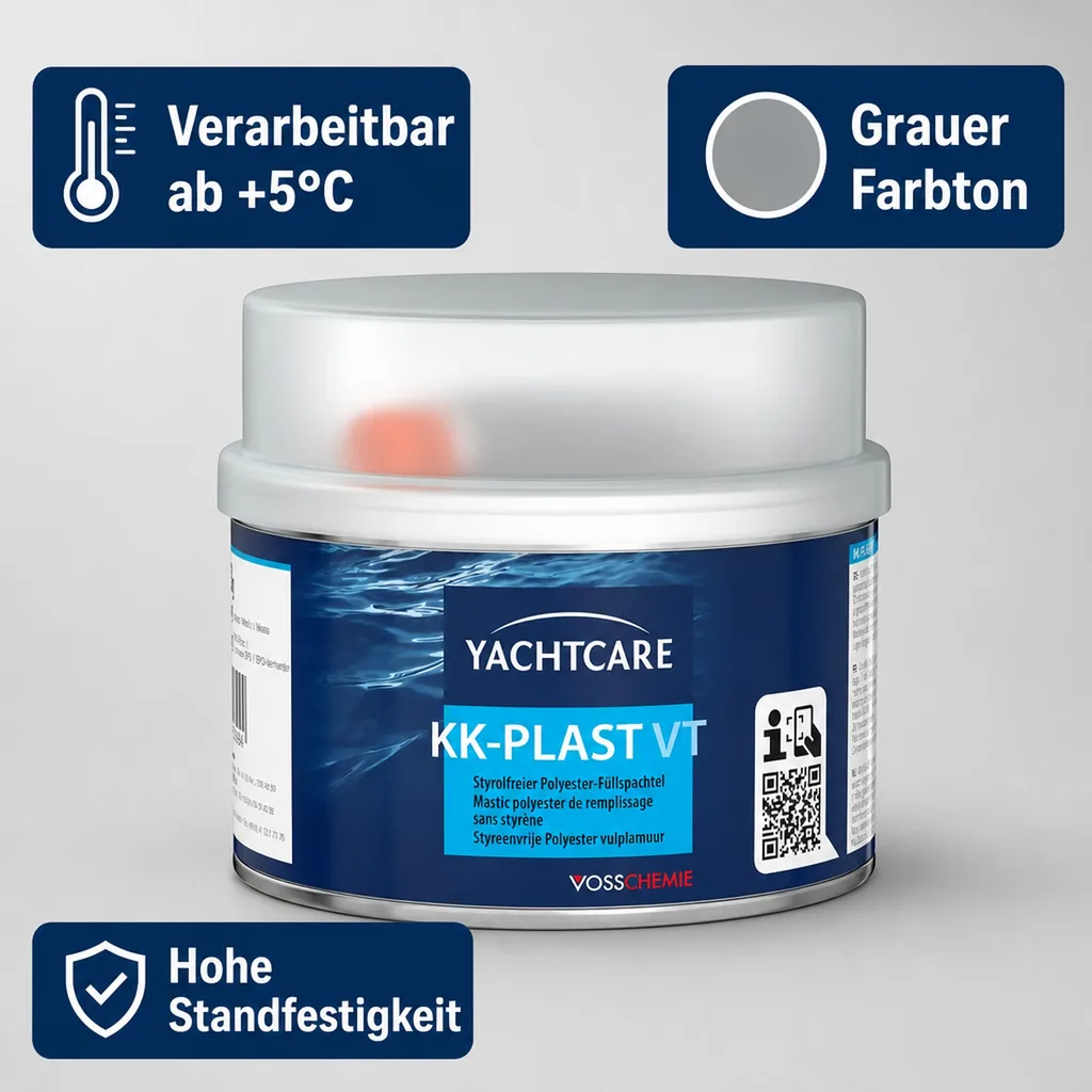 YACHTCARE KK-Plast VT Füllspachtel Polyesterspachtel grau 500 g