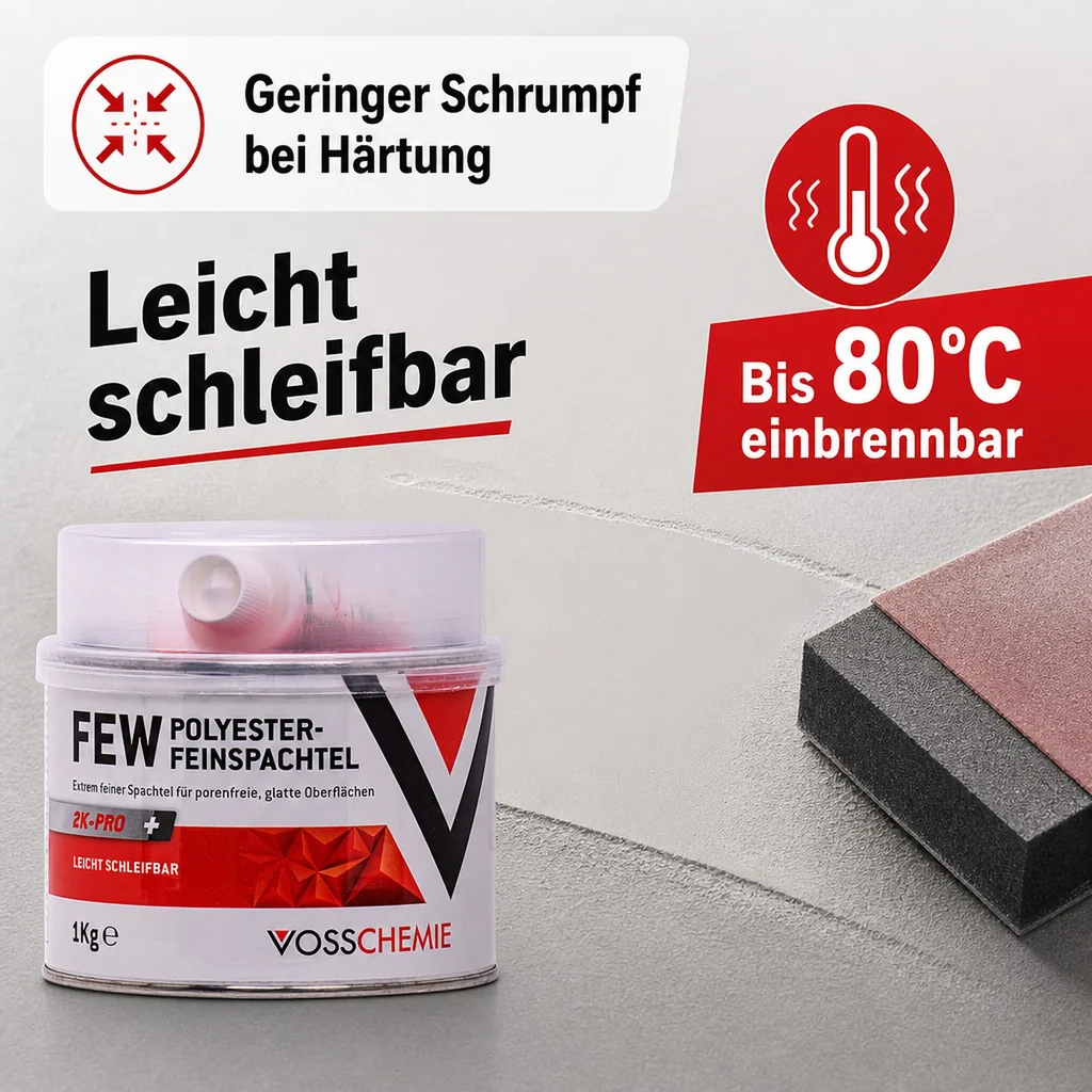 VOSSCHEMIE Few Feinspachtel 2-K Polyesterspachtelmasse 1 kg