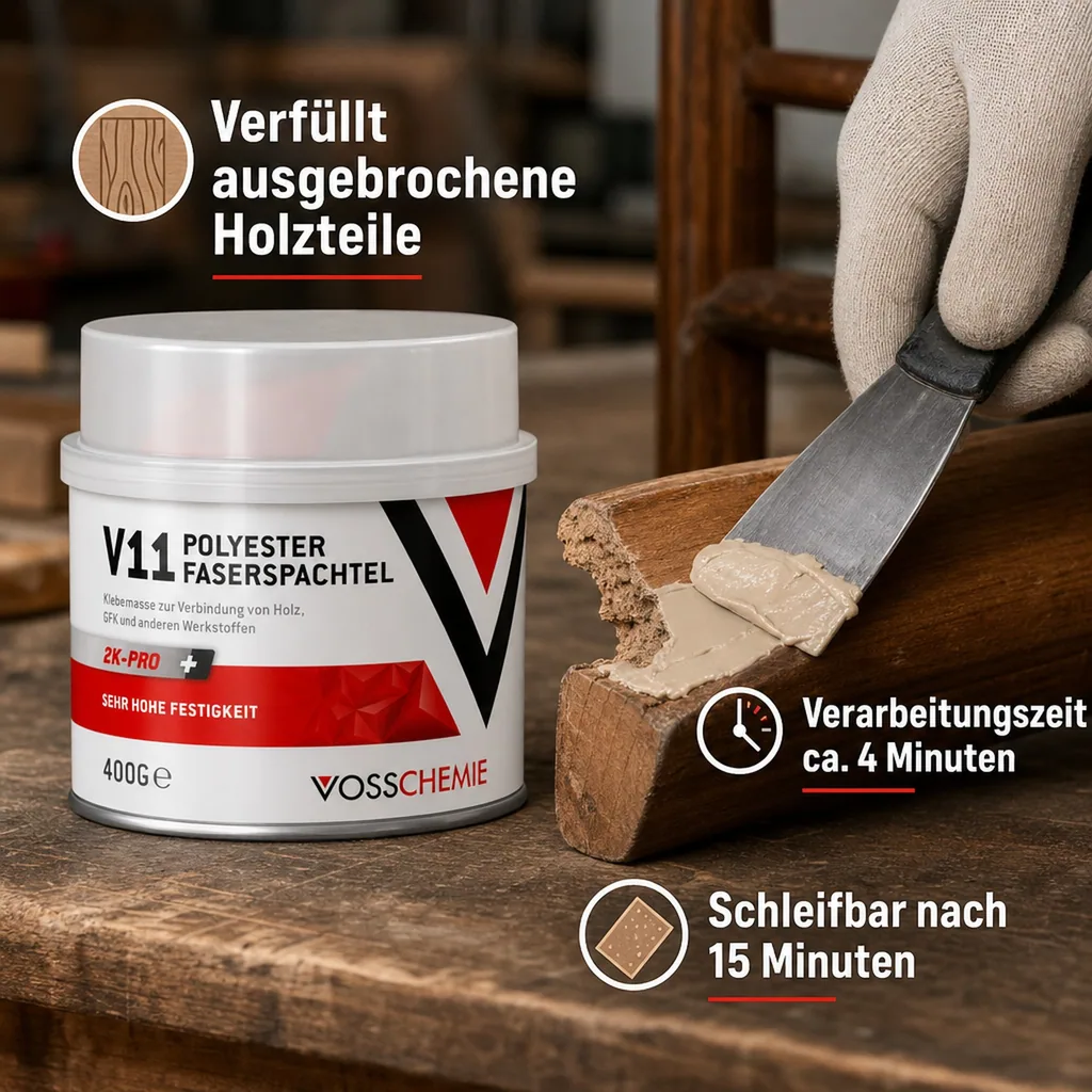 VOSSCHEMIE V11 Polyester Faserspachtel 2K Pro 400 g