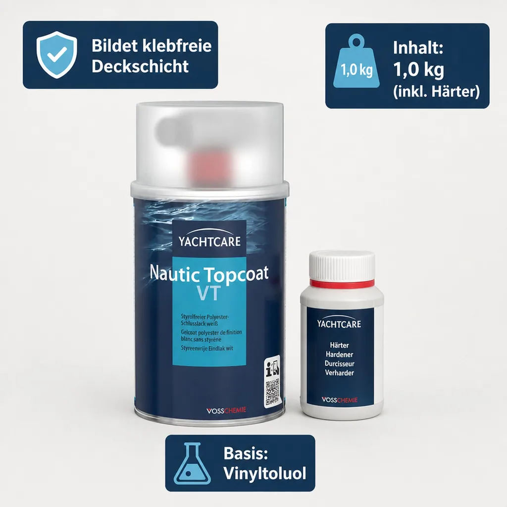 YACHTCARE Nautic Topcoat VT inkl. Härter 1000 g - Schlusslack weiß