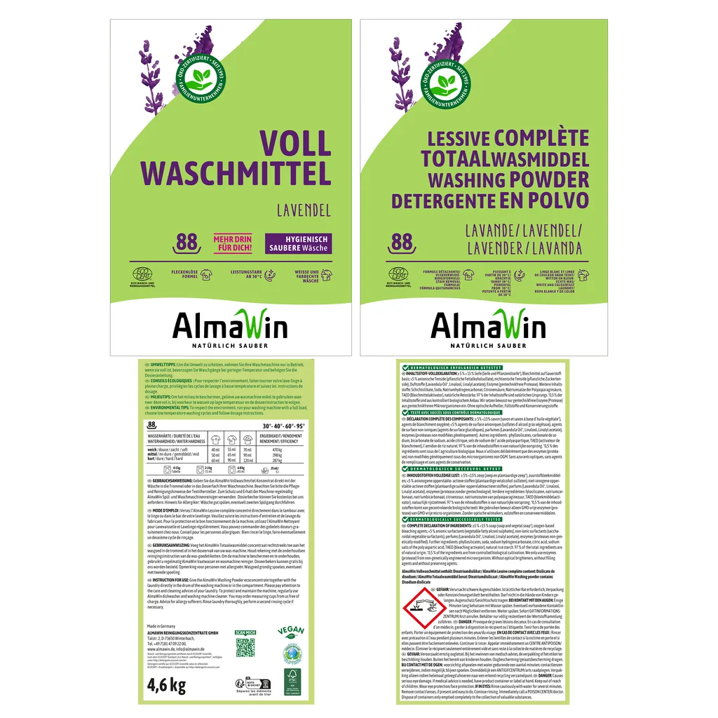 ALMAWIN Vollwaschmittel 4,6 kg 82 Waschgänge