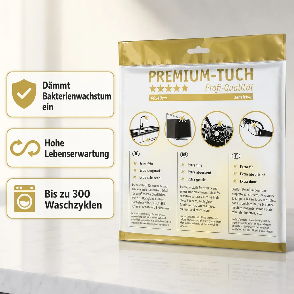 HOTREGA Mikrofasertuch PREMIUM sensitive 30 x 30 mm weiß