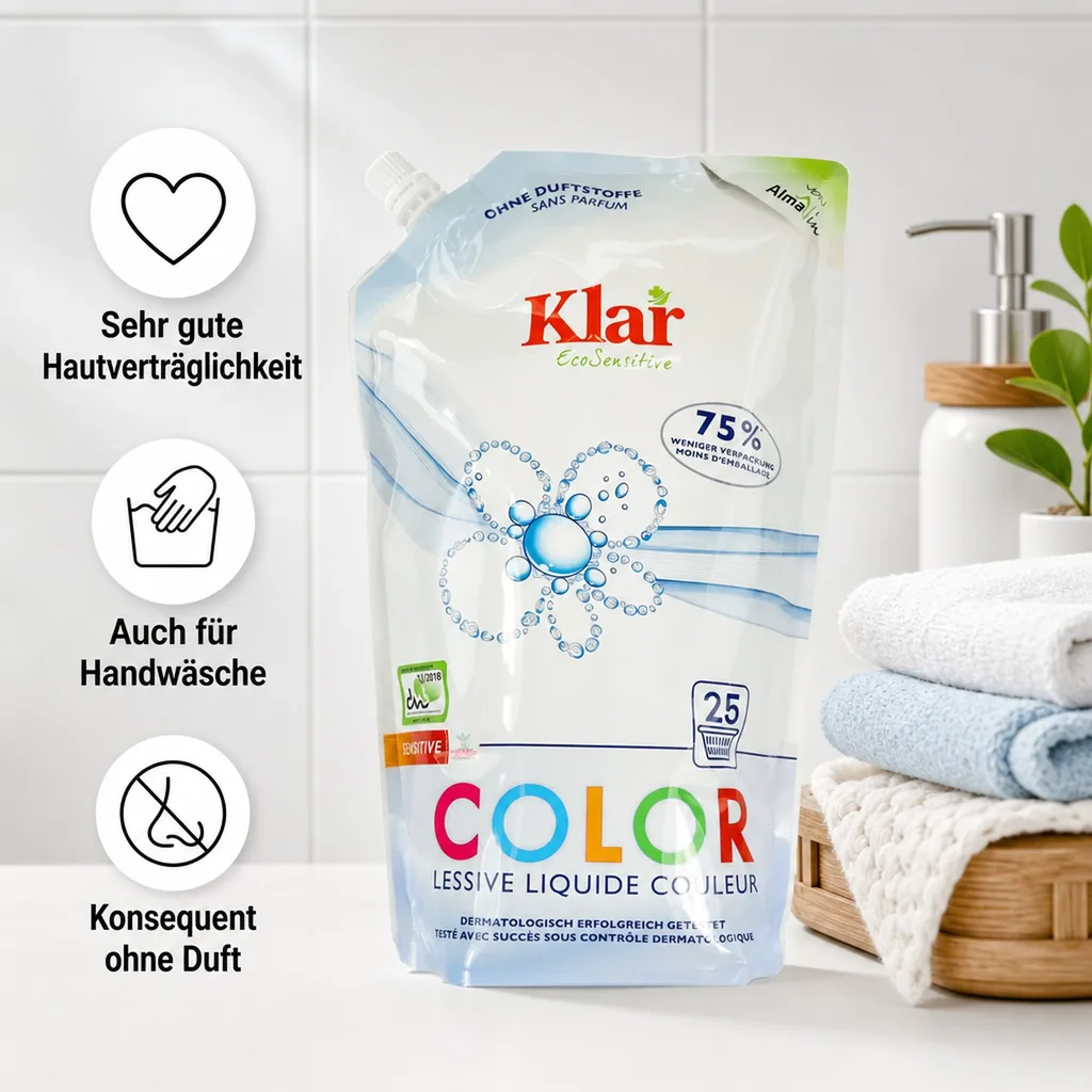 KLAR Color Waschmittel flüssig 1,5 Liter im Öko Pack NEU*