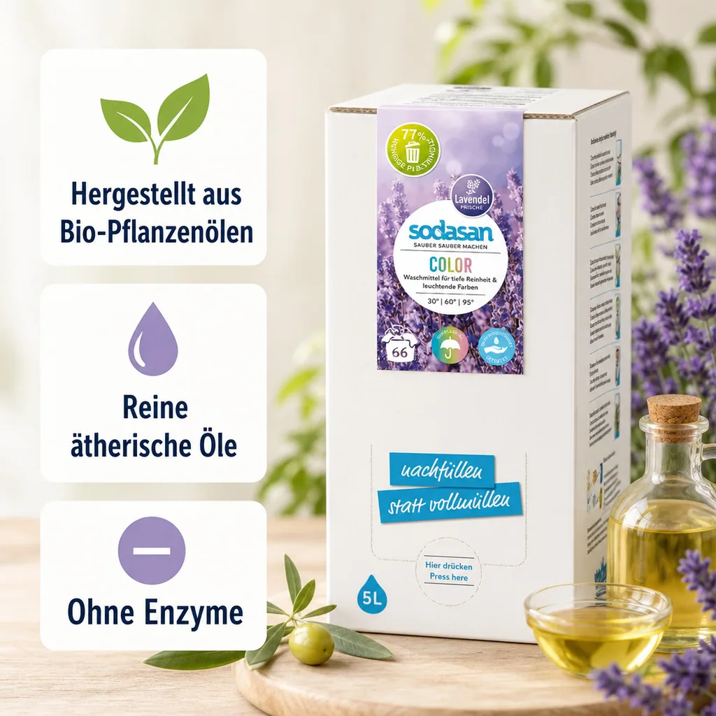 SODASAN COLOR Flüssigwaschmittel Lavendel 5 Liter Bag in Box