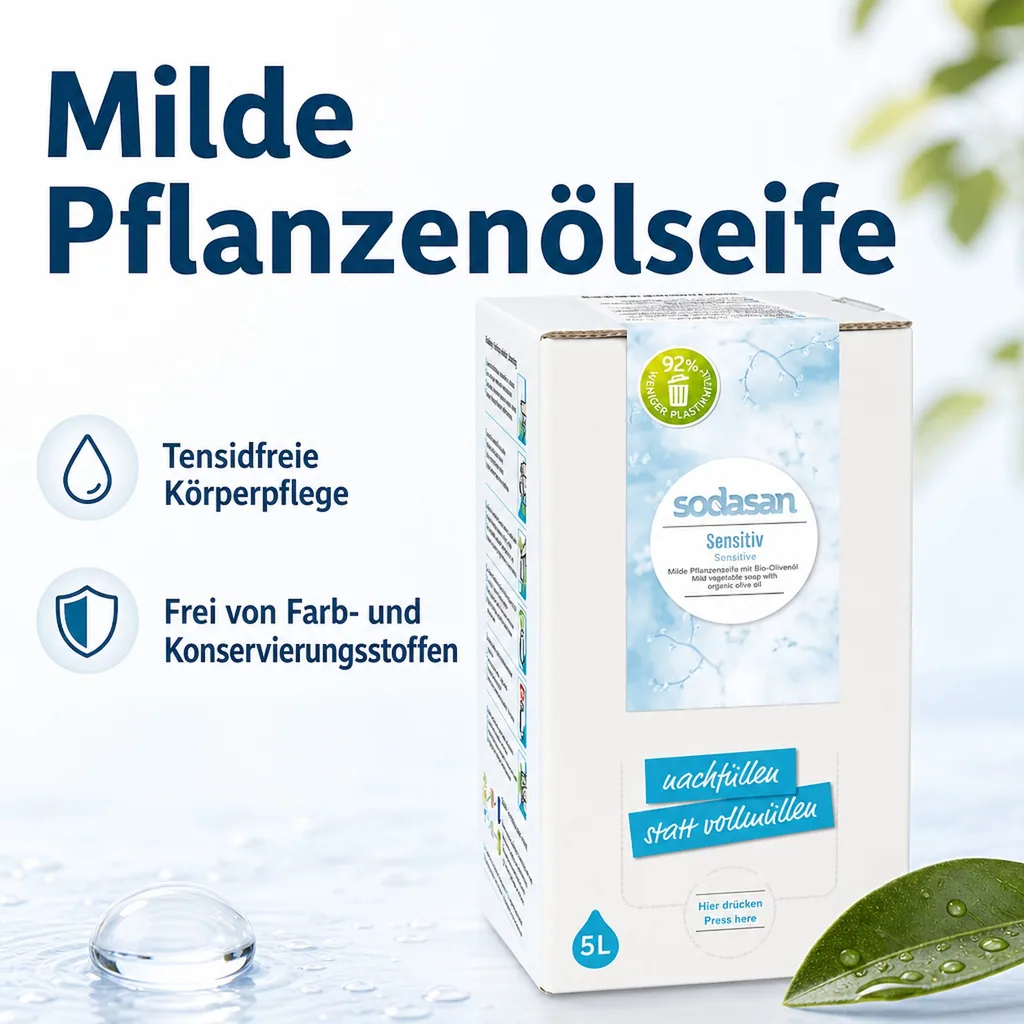 SODASAN Flüssigseife Liquid Sensitive 5 Liter Bag in Box