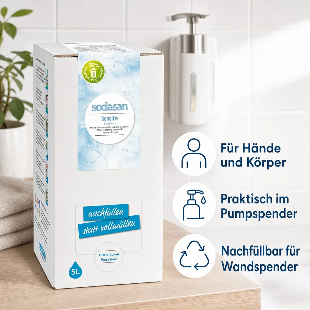 SODASAN Flüssigseife Liquid Sensitive 5 Liter Bag in Box