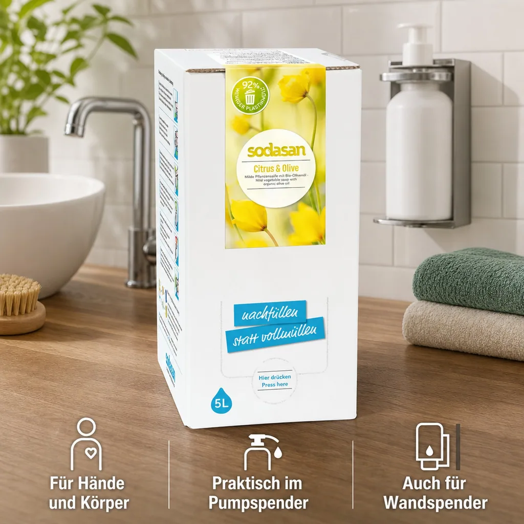 SODASAN Flüssigseife Liquid Citrus-Olive 5 Liter Bag in Box