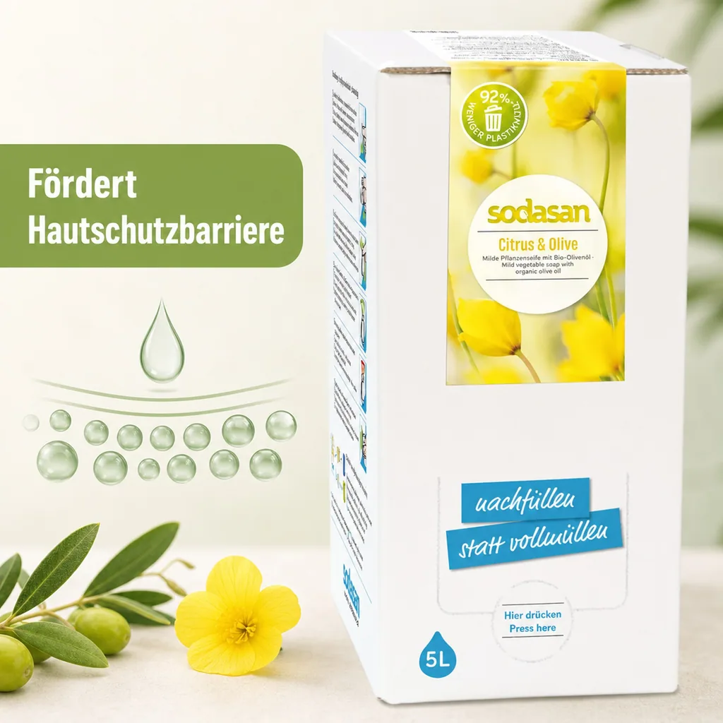 SODASAN Flüssigseife Liquid Citrus-Olive 5 Liter Bag in Box