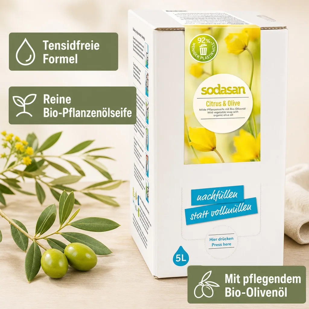 SODASAN Flüssigseife Liquid Citrus-Olive 5 Liter Bag in Box
