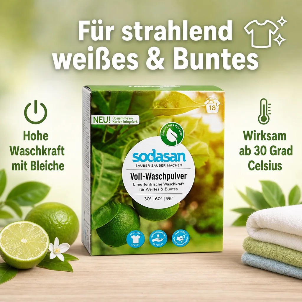SODASAN Vollwaschpulver 1,01 kg für weißes & Buntes