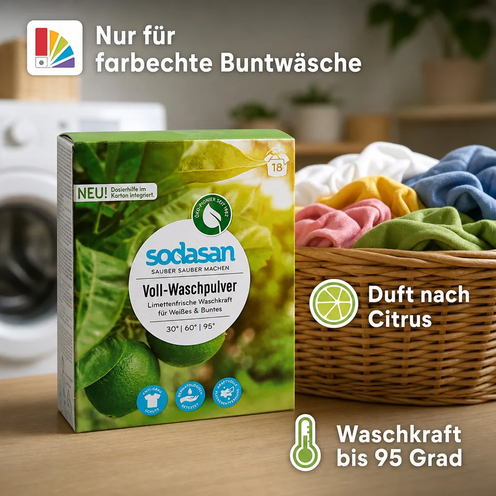 SODASAN Vollwaschpulver 1,01 kg für weißes & Buntes