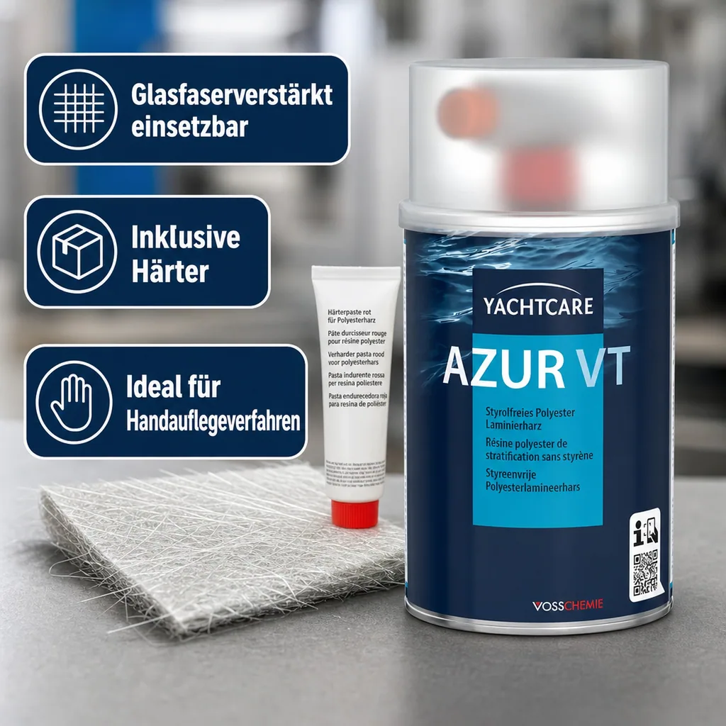 YACHTCARE Azur VT 1000 g Polyesterharz styrolfrei incl. Härter