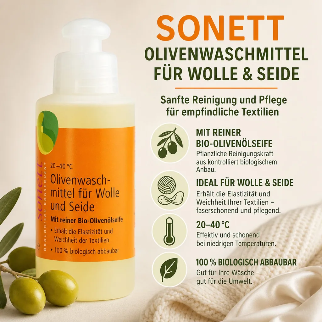 SONETT Waschmittel flüssig Olive 120 ml WOLLE & SEIDE