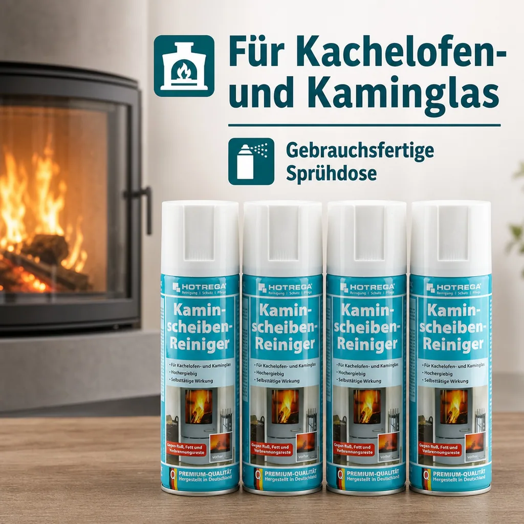 HOTREGA Kaminscheibenreiniger 4 x 300 ml Spraydose gebrauchsfertig