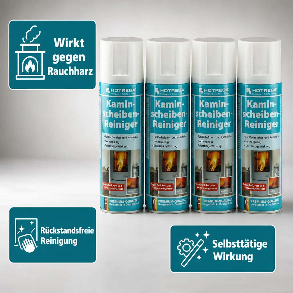 HOTREGA Kaminscheibenreiniger 4 x 300 ml Spraydose gebrauchsfertig