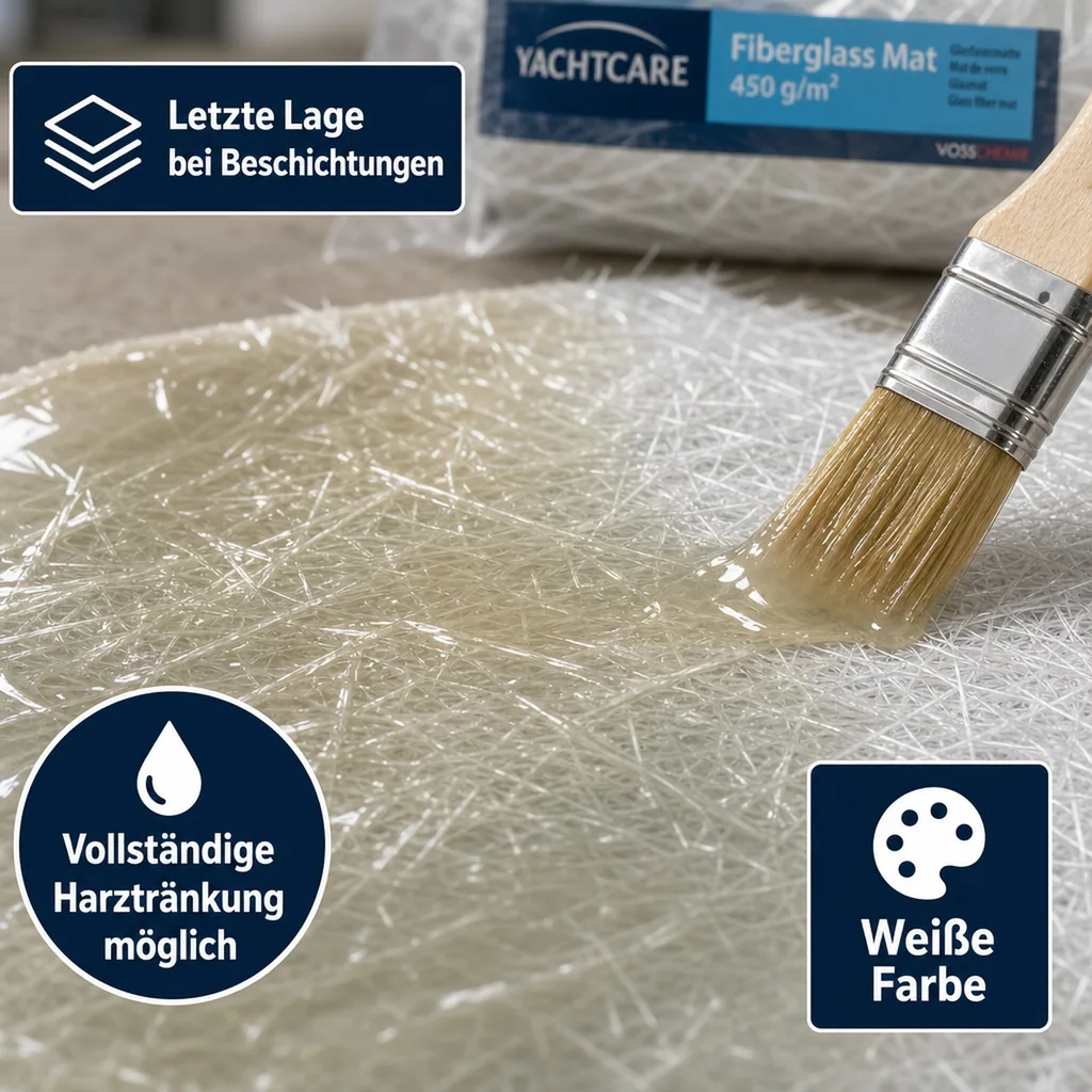 YACHTCARE Fiberglas Mat 450 g Glasmatte 1 m² Inhalt Glasfasermatte