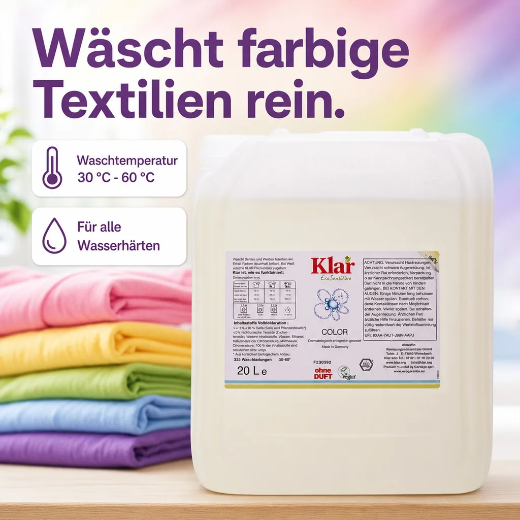 KLAR Color Waschmittel flüssig 20 Liter ohne Duft