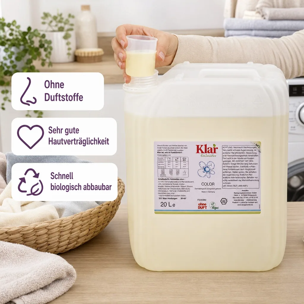 KLAR Color Waschmittel flüssig 20 Liter ohne Duft