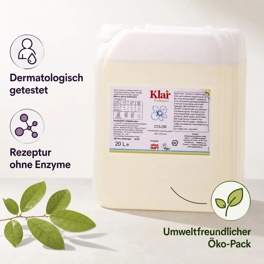 KLAR Color Waschmittel flüssig 20 Liter ohne Duft