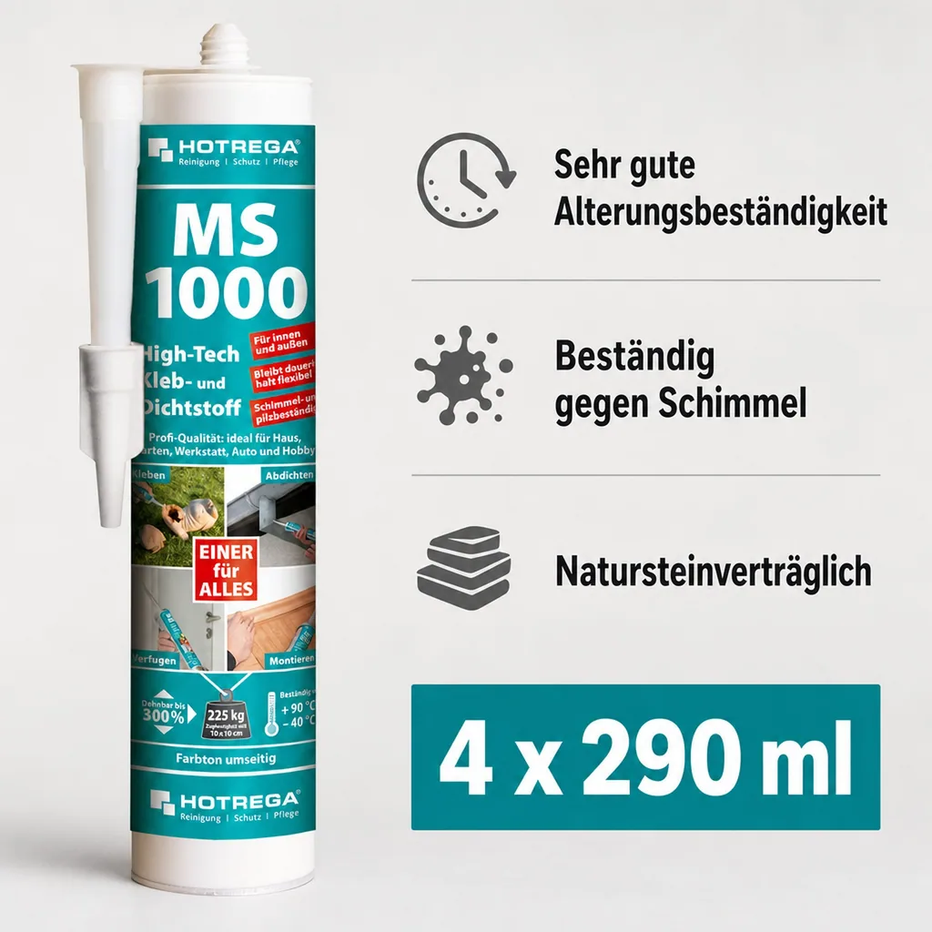 HOTREGA MS 1000 High Tech Kleb- und Dichtstoff 4 x 290 ml transparent-kristallklar