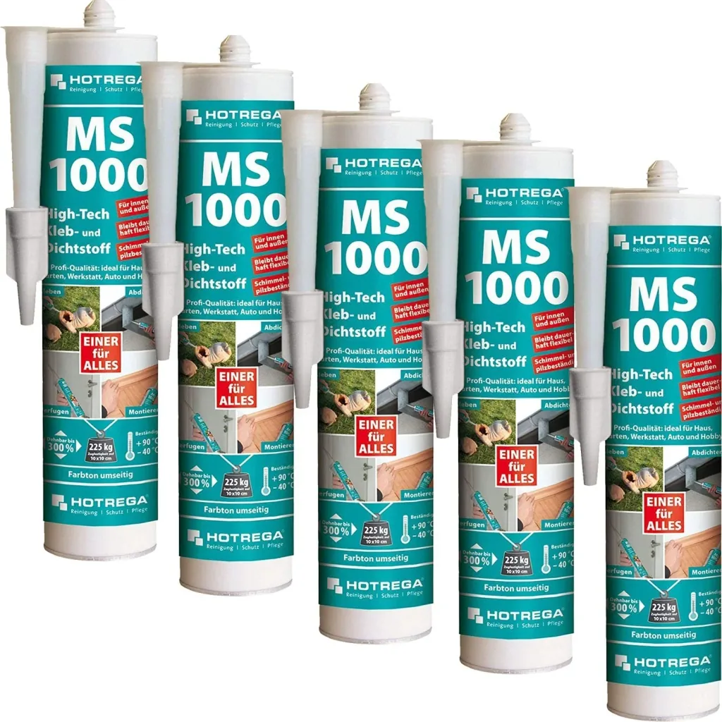 HOTREGA MS 1000 High Tech Kleb- und Dichtstoff 5 x 290 ml weiß