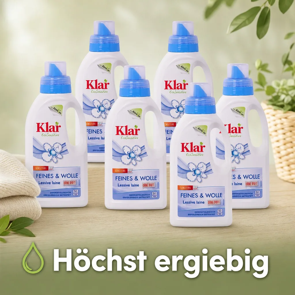 KLAR Feines & Wolle 6 x 500 ml Waschmittel ohne Duft