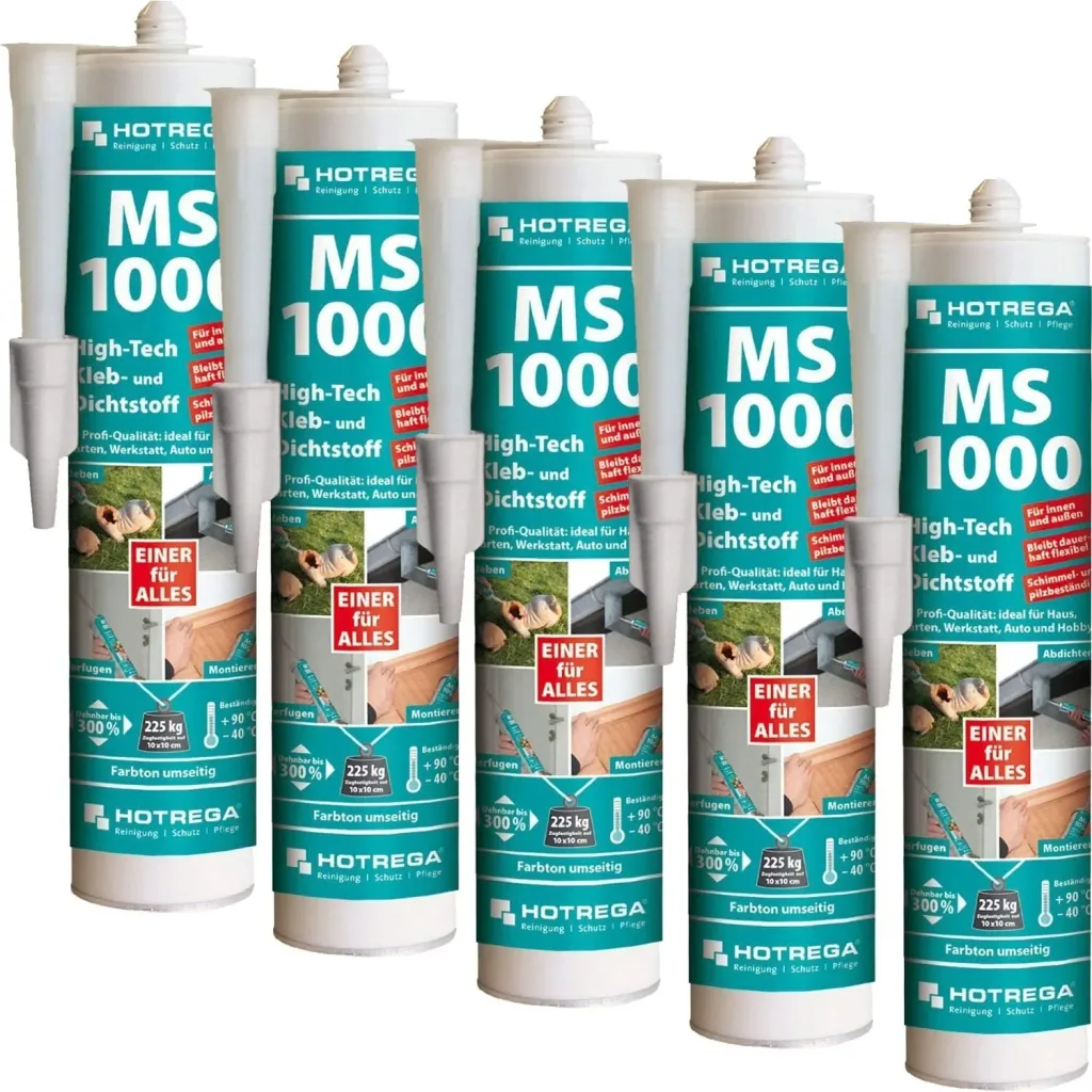 HOTREGA MS 1000 High Tech Kleb- und Dichtstoff 5 x 290 ml transparent-kristallklar