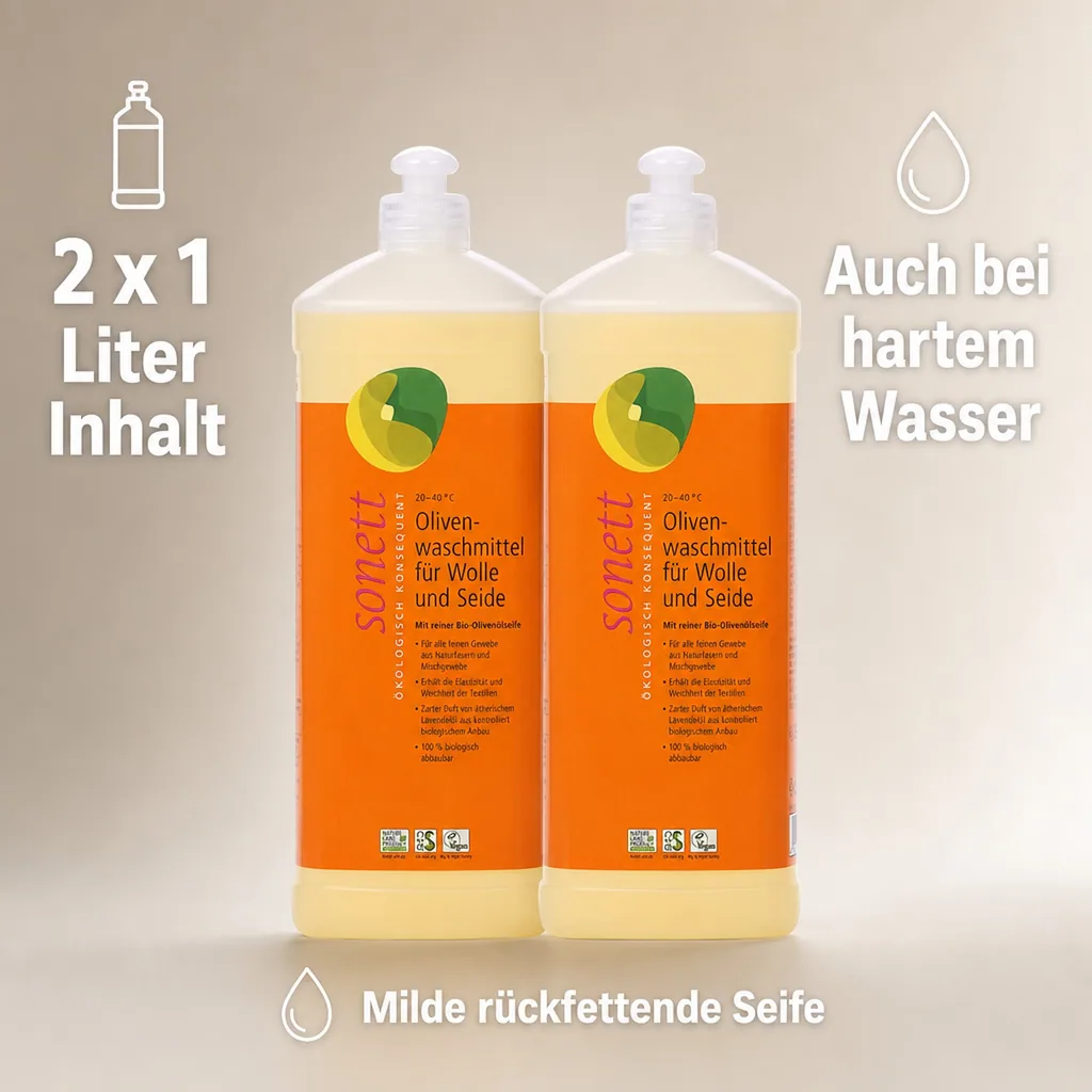 SONETT Waschmittel flüssig Olive 2 x 1 Liter WOLLE & SEIDE