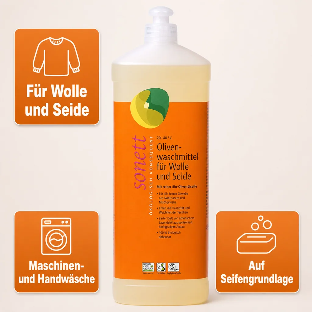 SONETT Waschmittel flüssig Olive 2 x 1 Liter WOLLE & SEIDE