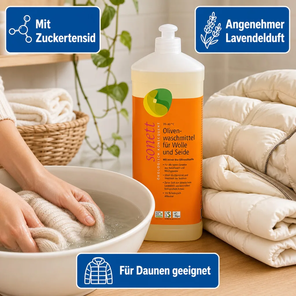 SONETT Waschmittel flüssig Olive 2 x 1 Liter WOLLE & SEIDE