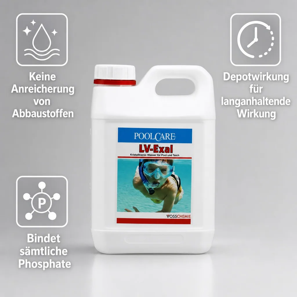 VOSSCHEMIE Poolcare LV Exal 1 Liter Wasserpflege - Algenvorbeugung ohne Chlor