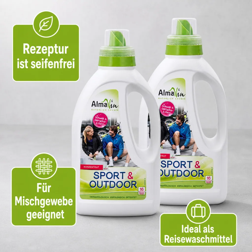 ALMAWIN Sport + Outdoor Flüssigwaschmittel 2 x 750 ml