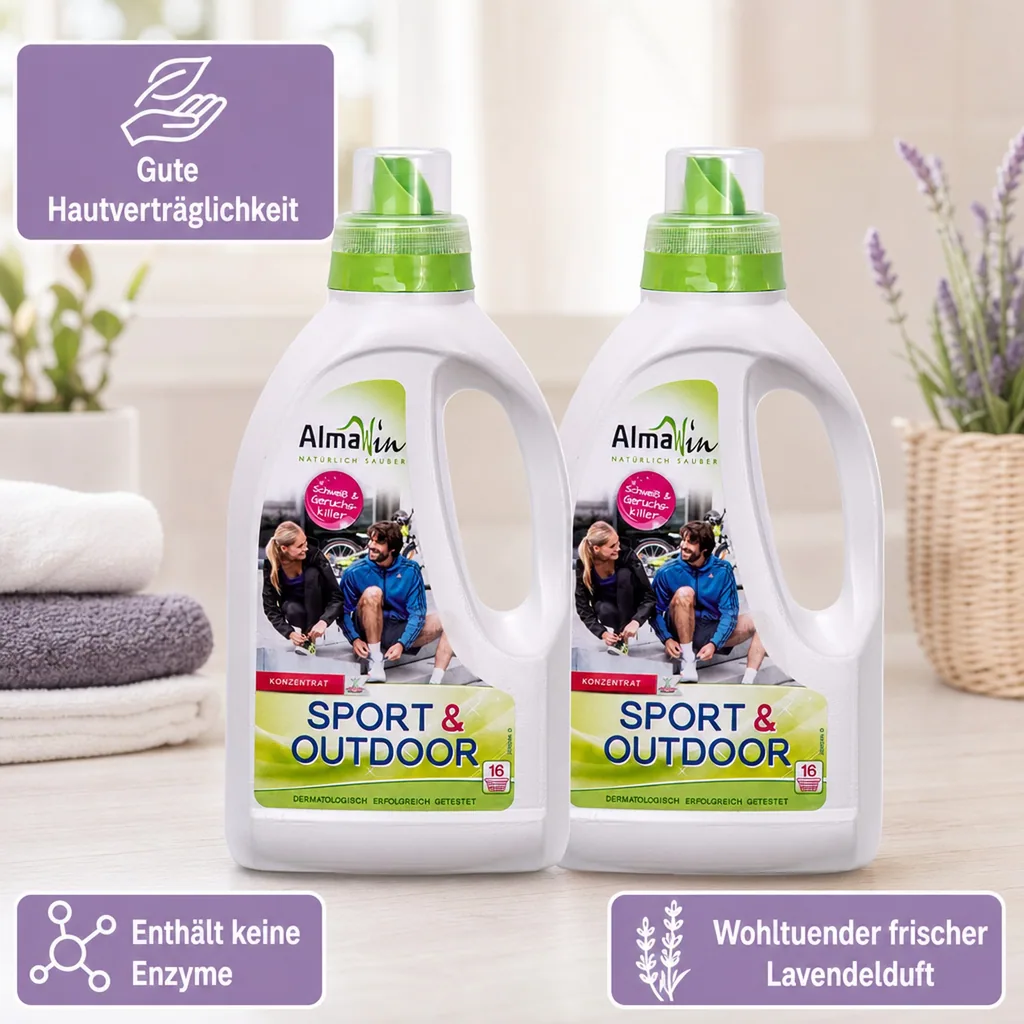 ALMAWIN Sport + Outdoor Flüssigwaschmittel 2 x 750 ml