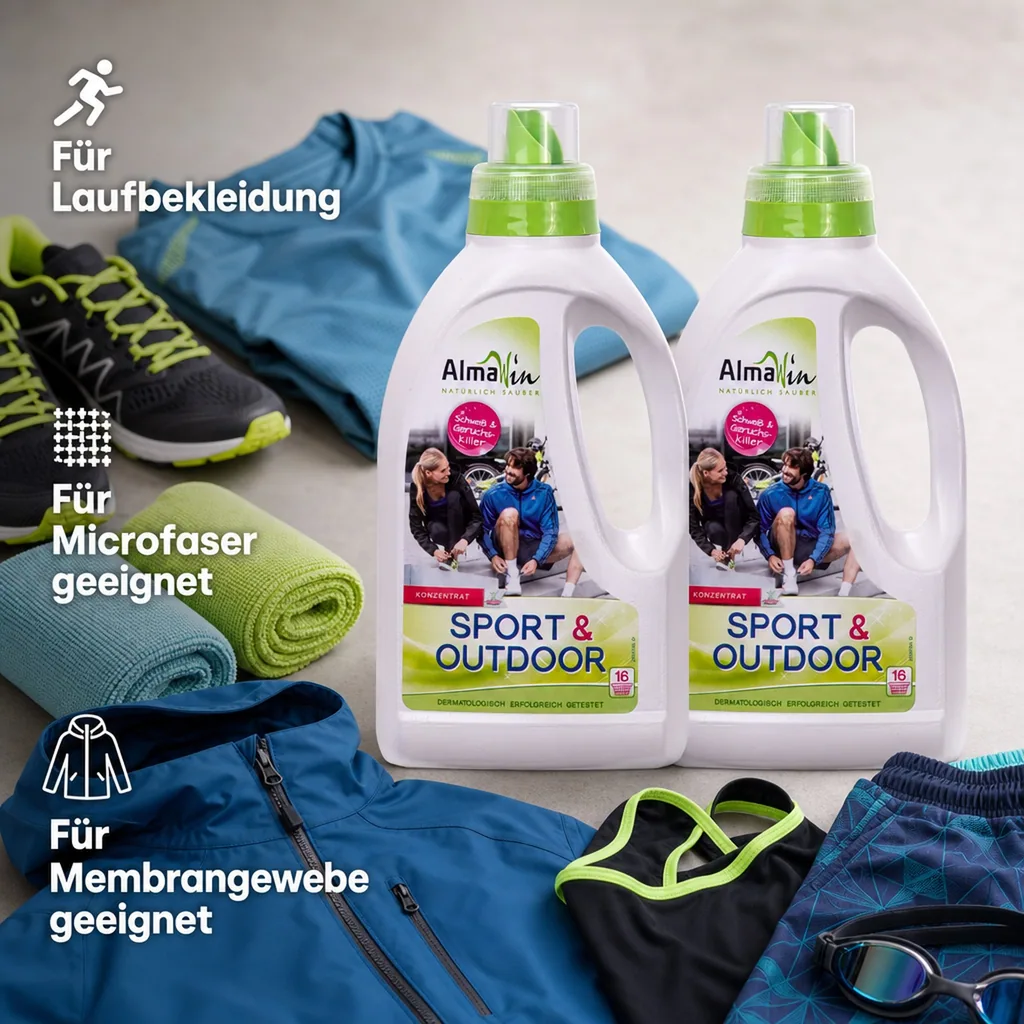 ALMAWIN Sport + Outdoor Flüssigwaschmittel 2 x 750 ml