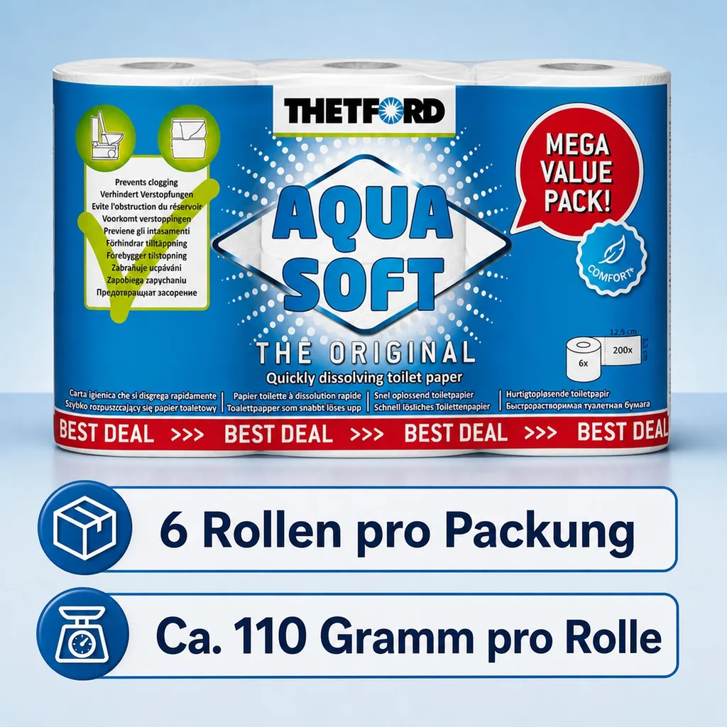 THETFORD Aqua Soft Toilettenpapier 1 Packung = 6 Rollen