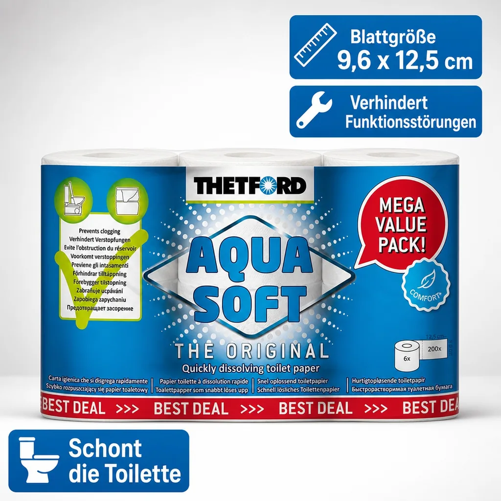 THETFORD Aqua Soft Toilettenpapier 1 Packung = 6 Rollen