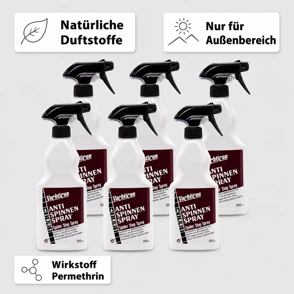 YACHTICON Anti Spinnen Spray 6 x 500 ml = 3 Liter