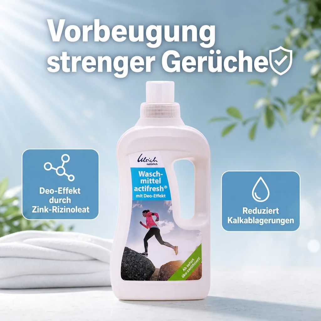 ULRICH natürlich Waschmittel actifresh 1 Liter mit Deo-Effekt NCP-vegan zertifiziert
