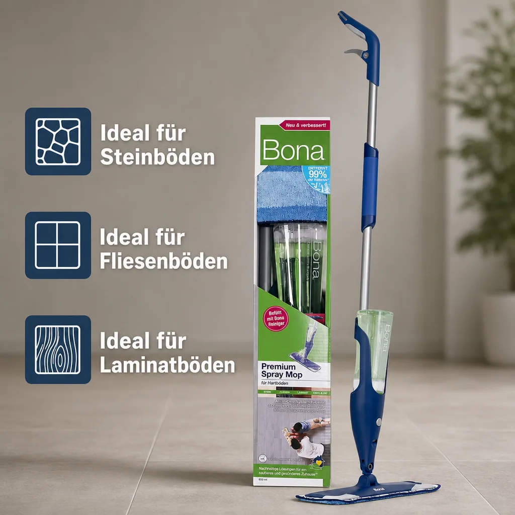 BONA Premium Spray Mopp für Hartböden Stein- Fliesen-,und Laminatböden