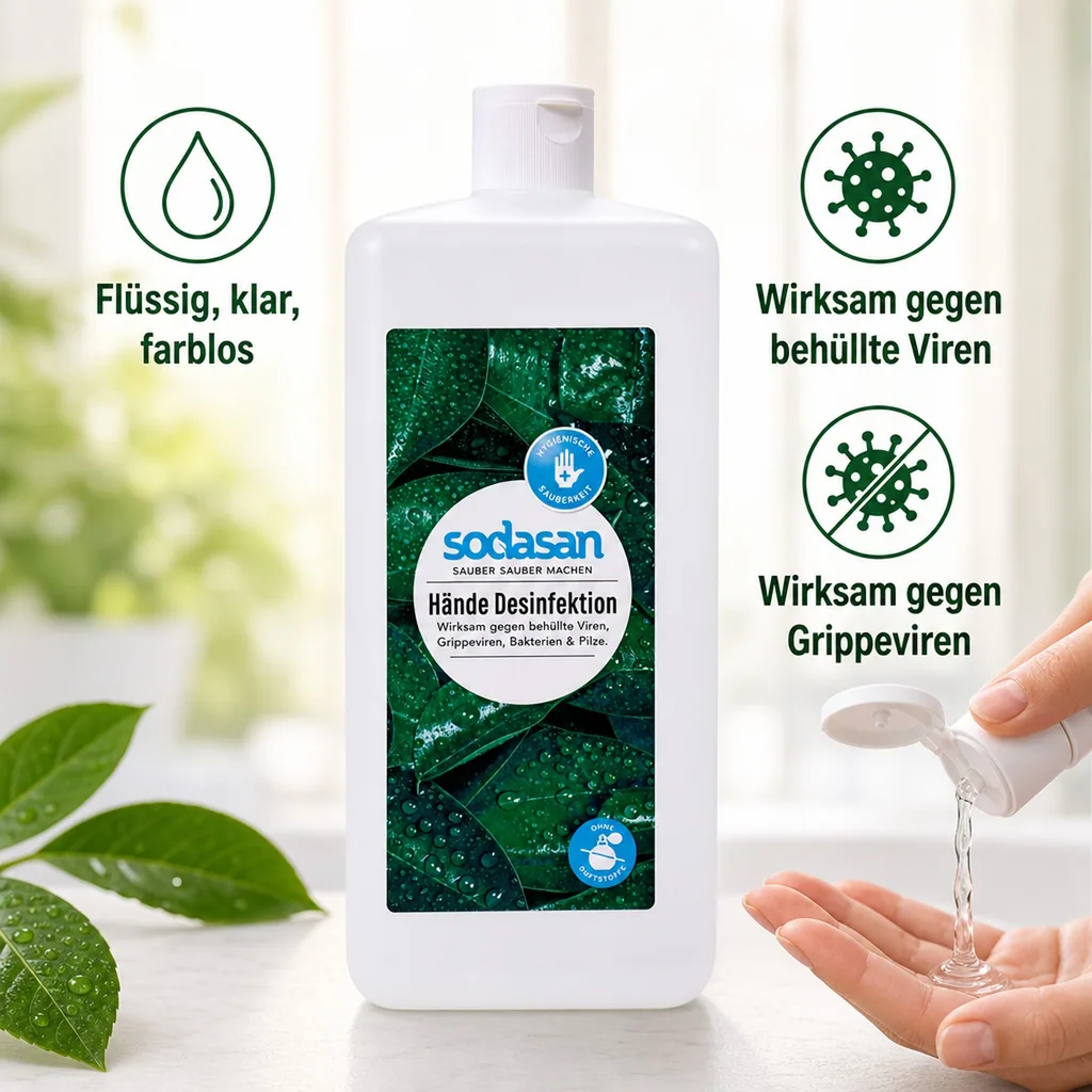 SODASAN Händedesinfektion 1 Liter Euroflasche für Eurospender