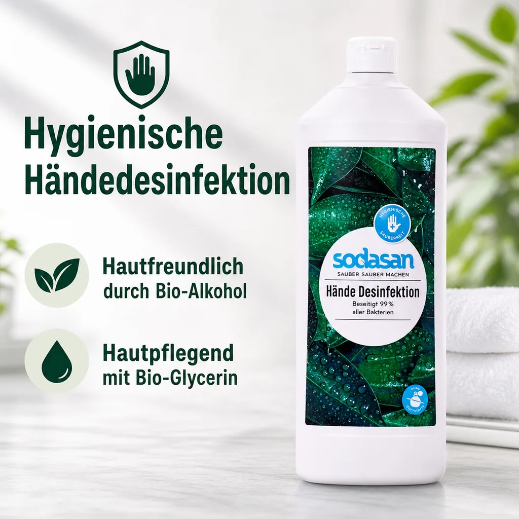 SODASAN Händedesinfektion 1 Liter Nachfüllflasche PE-Flasche