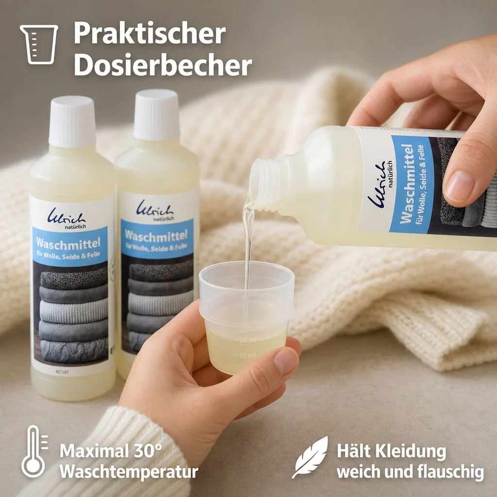 ULRICH natürlich Waschmittel für Wolle, Seide und Felle 2 x 500 ml flüssig mit Lanolin