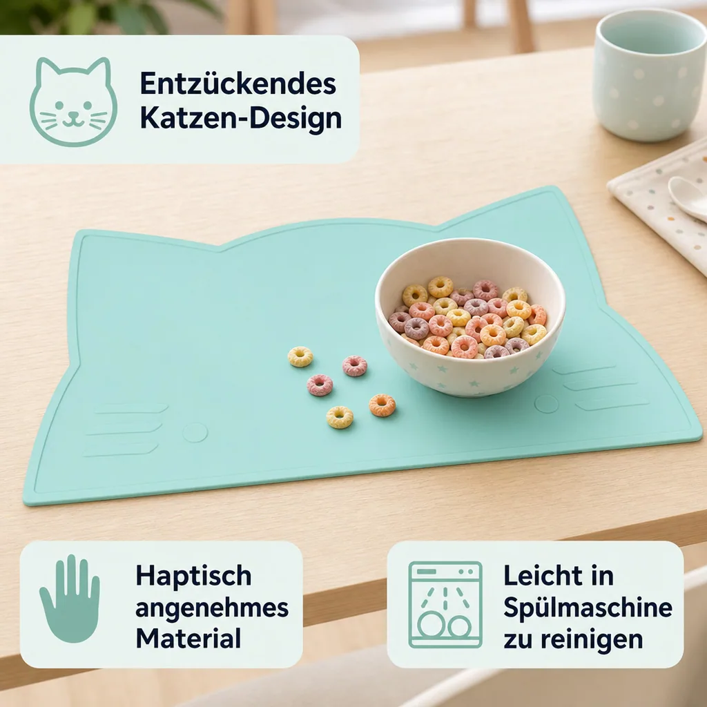 We Might Be Tiny Kinder Tischset Silikon Katze mint