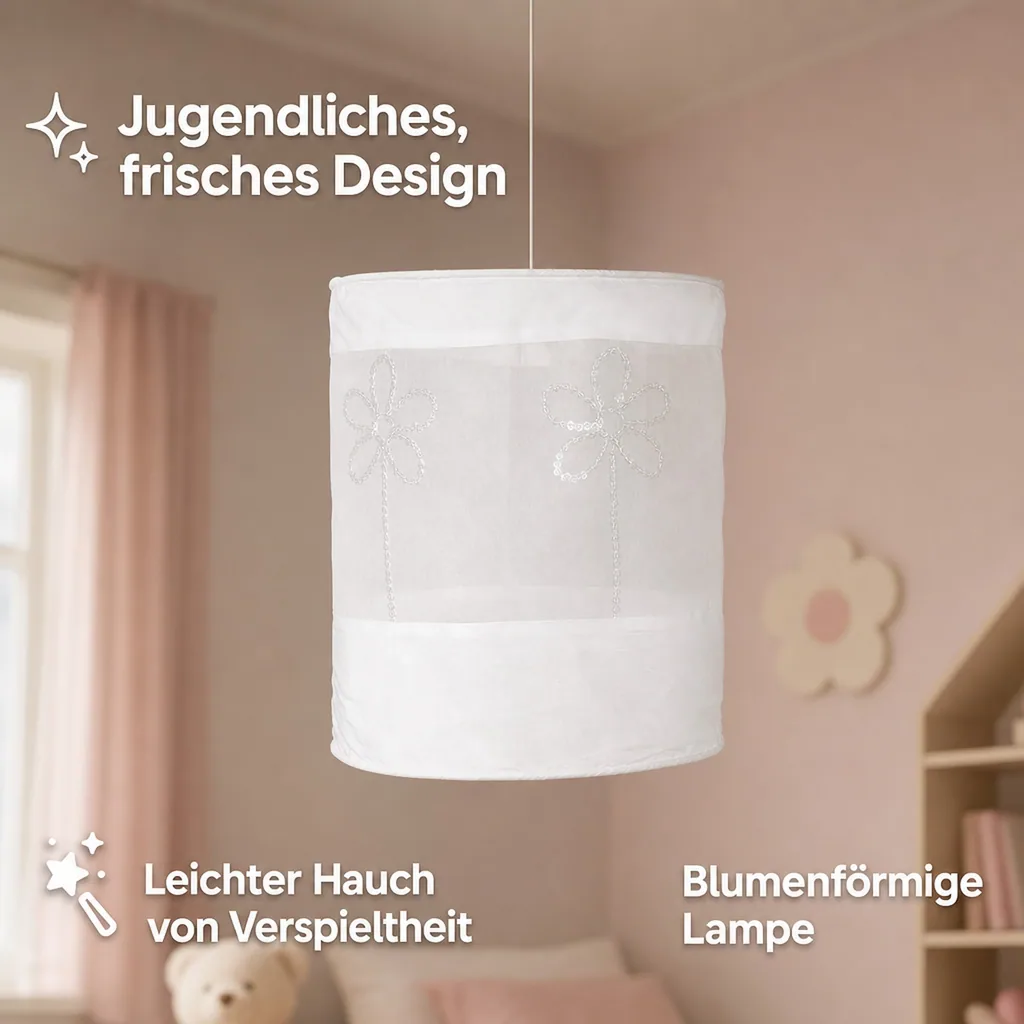 Taftan Lampenschirm geknittert Blume weiß
